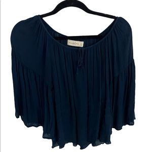 navy blue abercrombie and fitch blouse